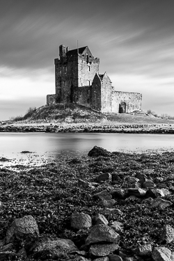 monochrome,coast,december,dunguaire,kinvara,landmark,long exposure,winter