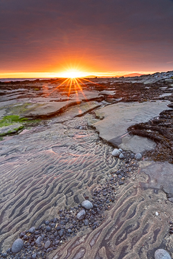 april,gleninagh,green algae,limited,orange,sand ripples,spring,sunrise,sunstar,portfolio,coast