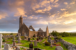 church,golden,july,kilmacduagh,landmark,lowlands,summer,sunset