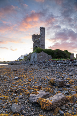 autumn,ballyvaughan,castle,muckinish,pink,september,sunrise,tower,coast