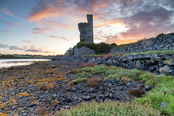 autumn,ballyvaughan,castle,muckinish,pink,september,sunrise,tower,portfolio