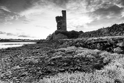 autumn,monochrome,ballyvaughan,castle,coast,muckinish,pink,september,sunrise,tower