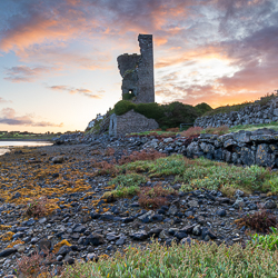 autumn,ballyvaughan,castle,coast,muckinish,pink,september,square,sunrise,tower