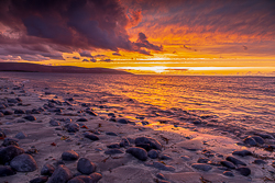boulders,flaggy shore,golden,orange,september,summer,sunset,coast