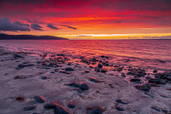 afterburn,boulder,dusk,flaggy shore,red,september,summer,sunset,coast