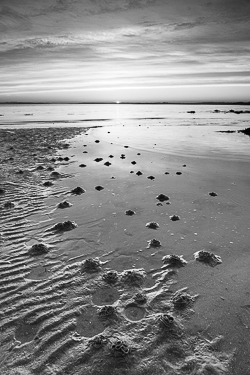 monochrome,coast,golden hour,kinvara,may,sand ripples,spring,sunrise,traught,wormholes